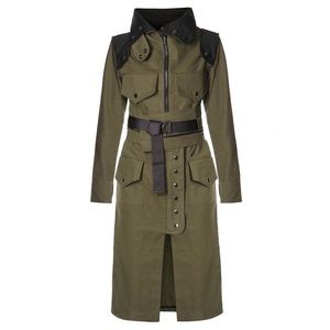 Military inspired fashion convertible Russian trench-coat raincoat